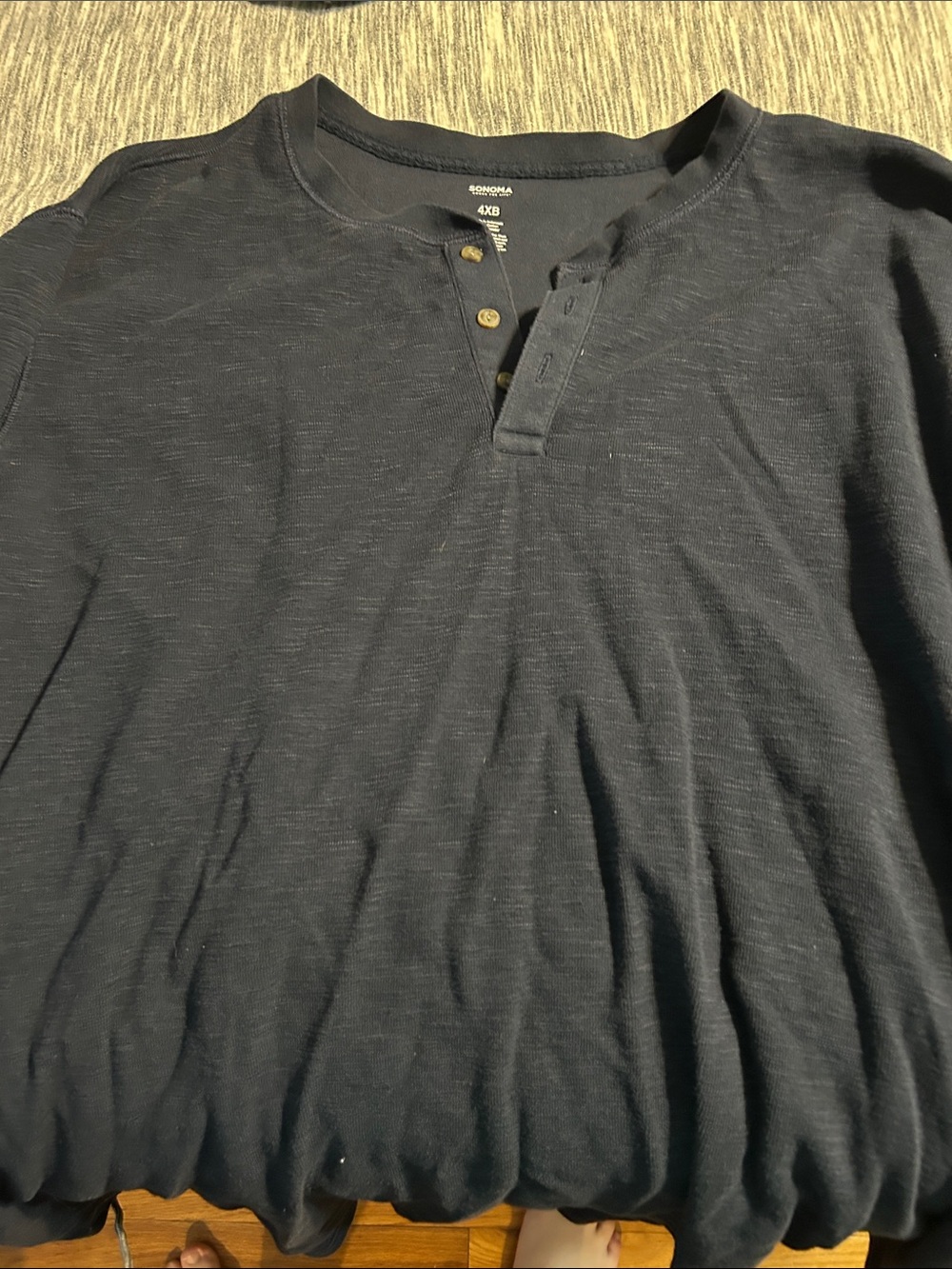 Sonoma Black Long-Sleeve Henley Shirt